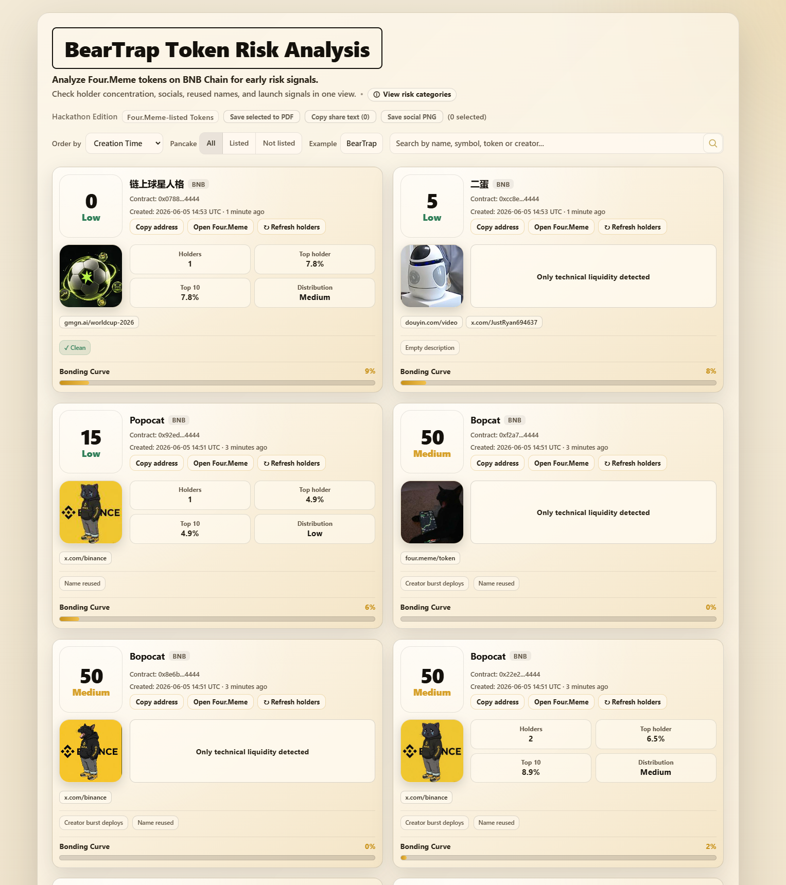 BearTrap Risk Analyzer app preview